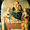 "Saints Agatha and Agnes with Madonna and Child" before cleaning and discovering angel. 15th century wooden altarpiece. Note paint loss and altered varnish.<br />Palazzo Colonna, Rome, Italy