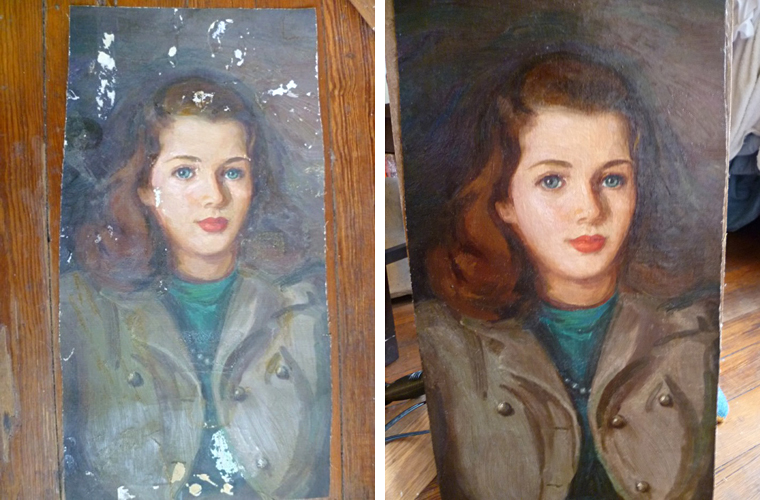 Left side: before restoration<br />Right side: after restoration<br />Private collection, New York City
